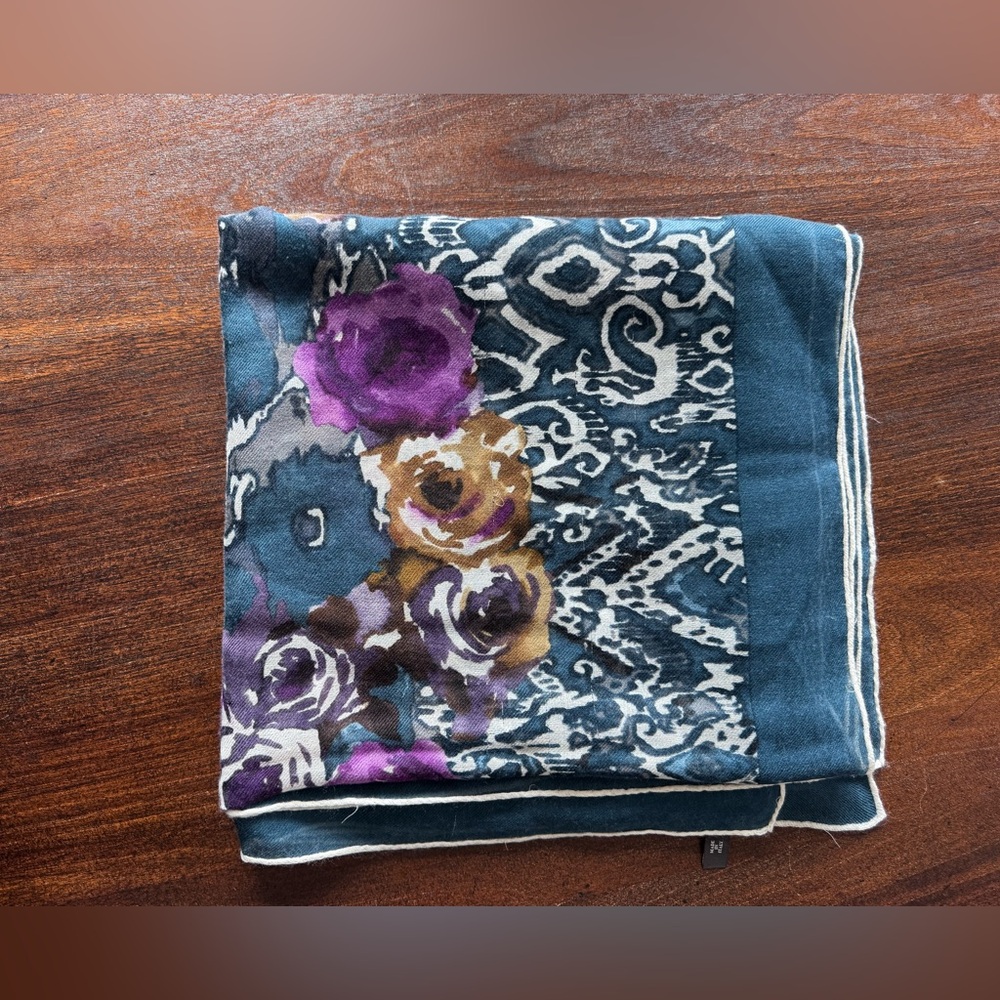 Loro Piana Rose Sauvage (painterly floral) cashmere large scarf/shawl